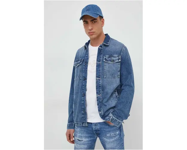 Pepe Jeans geaca jeans Luka Stencil barbati, de tranzitie