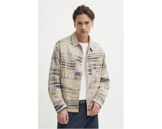 IRO geaca cu aspect de camasa culoarea bej, de tranzitie, oversize