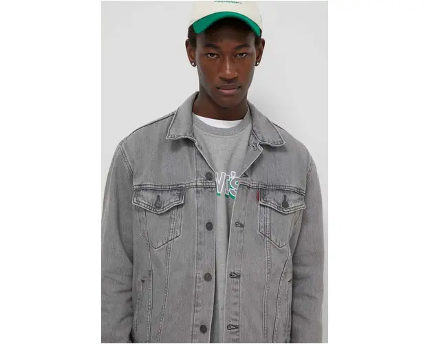 Levi's geaca jeans barbati, culoarea gri, de tranzitie