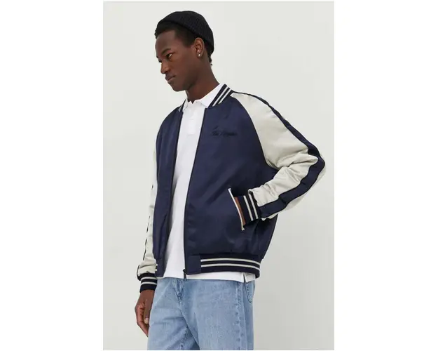 The Kooples geaca bomber barbati, culoarea albastru marin, de tranzitie