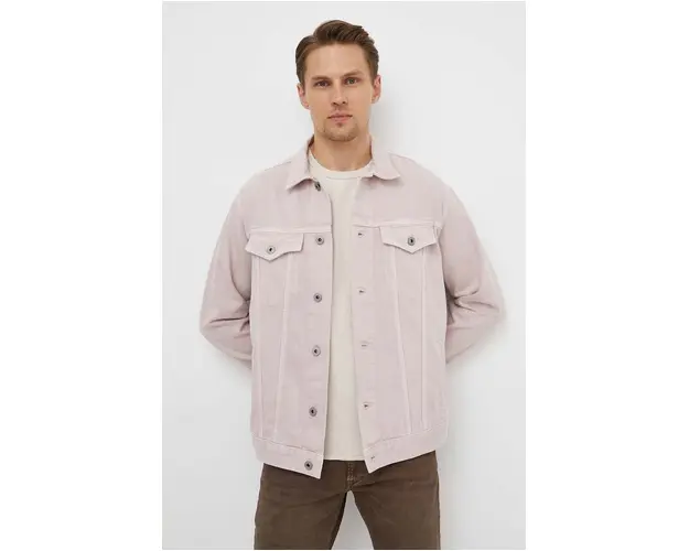 Pepe Jeans geaca jeans barbati, culoarea roz, de tranzitie