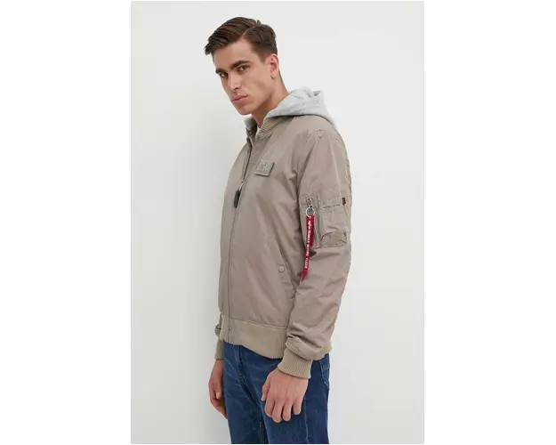 Alpha Industries geaca MA-1 TT Hood barbati, culoarea bej, de tranzitie