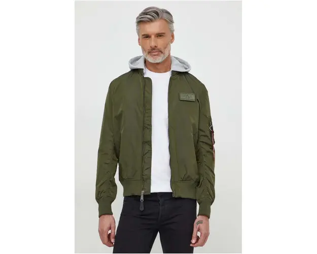 Alpha Industries geaca MA-1 TT Hood barbati, culoarea verde, de tranzitie