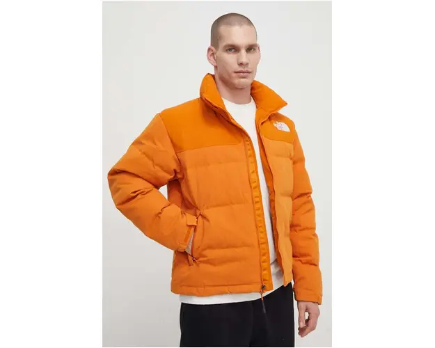 The North Face geaca de puf culoarea portocaliu, de iarna