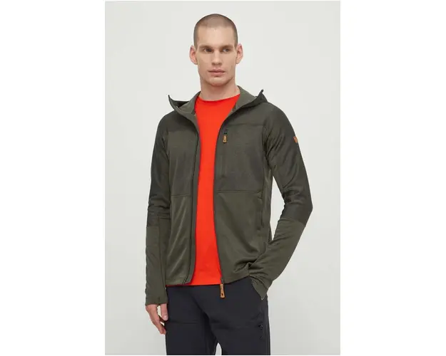 Fjallraven hanorac Abisko culoarea verde, cu gluga, modelator, F82257