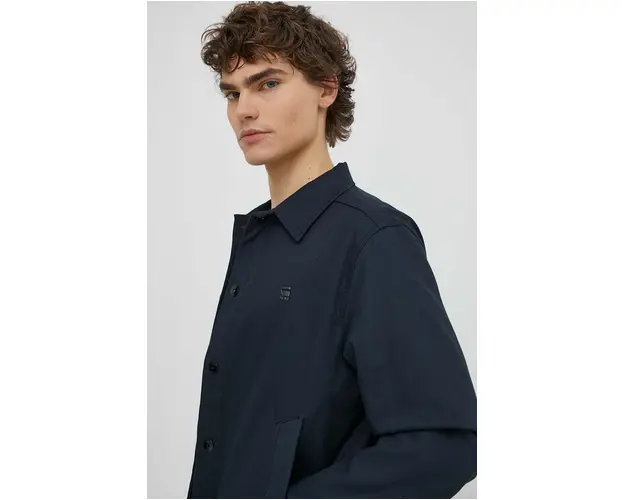 G-Star Raw jacheta de bumbac culoarea albastru marin, de tranzitie