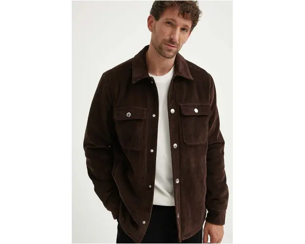 A.P.C. geaca din velur Blouson Alex culoarea maro, de tranzitie, COGVV.H02625.CAE