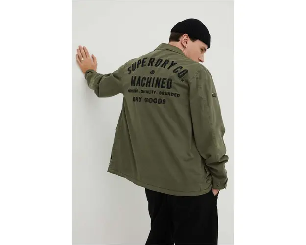 Superdry jacheta de bumbac culoarea verde, de tranzitie