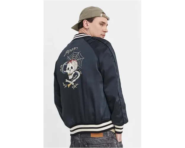 Superdry geaca bomber barbati, culoarea negru, de tranzitie