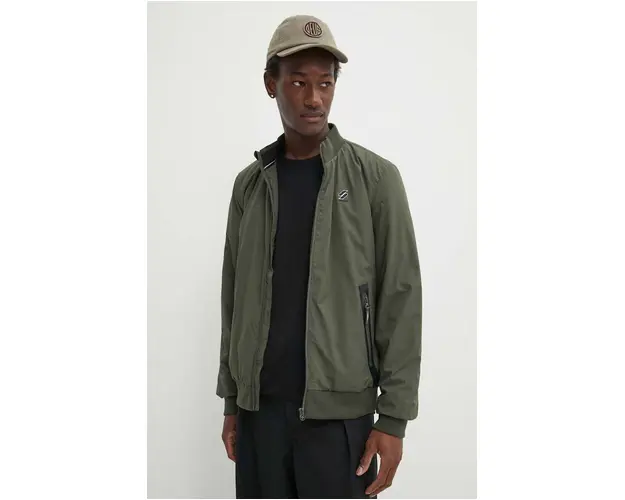 Superdry geaca bomber barbati, culoarea verde, de tranzitie