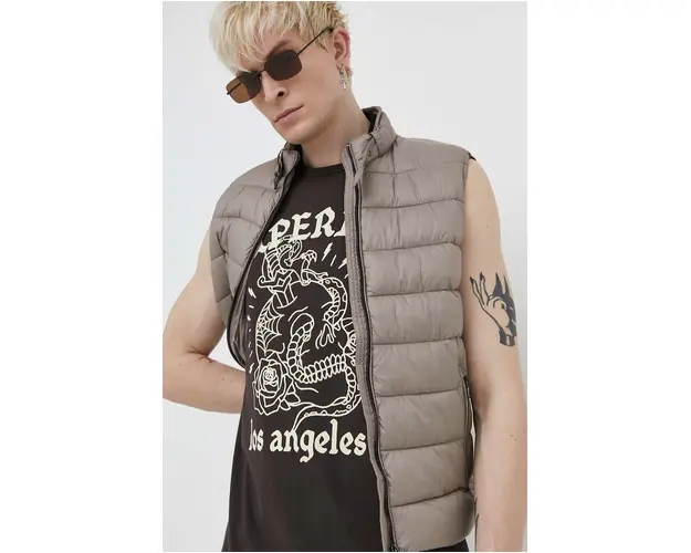 Superdry vesta barbati, culoarea bej, de iarna