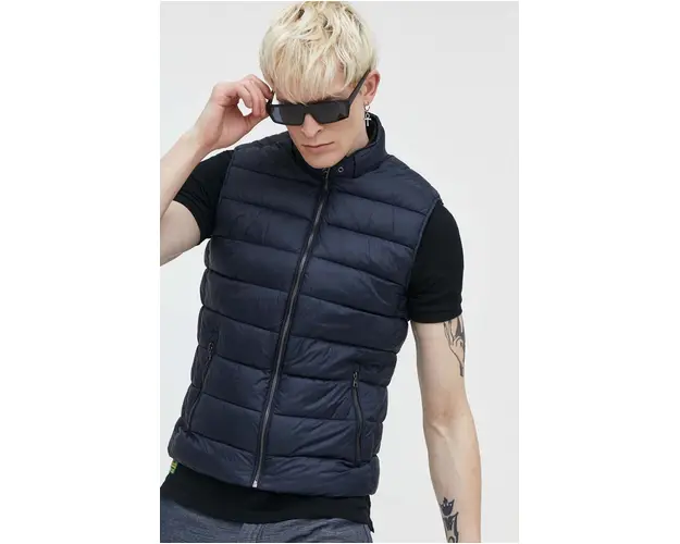 Superdry vesta barbati, culoarea albastru marin, de iarna