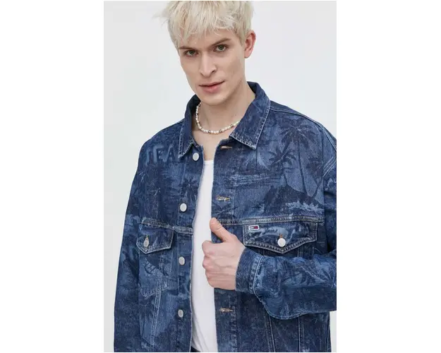 Tommy Jeans geaca din denim barbati, culoarea bleumarin, de tranzitie DM0DM18971