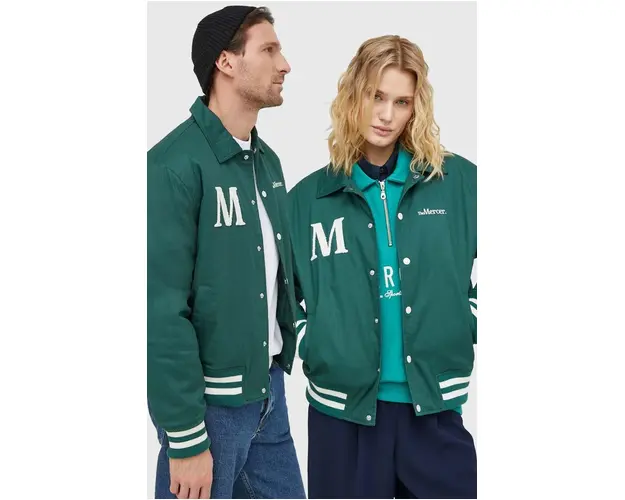 The Mercer Brand jacheta de bumbac culoarea verde, de tranzitie