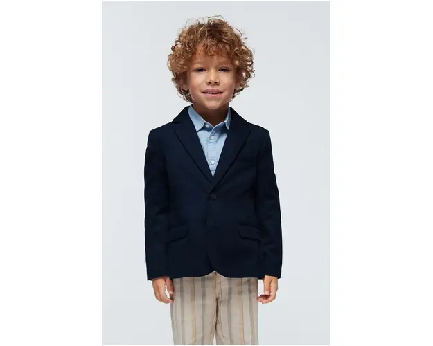 Mayoral jacheta din amestec de in pentru copii culoarea albastru marin