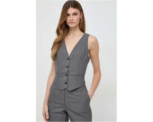 BOSS vesta de lana culoarea gri, un singur rand de nasturi 50513132