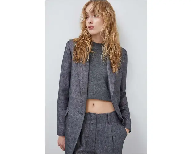 Bruuns Bazaar sacou culoarea gri, un singur rand de nasturi, melanj