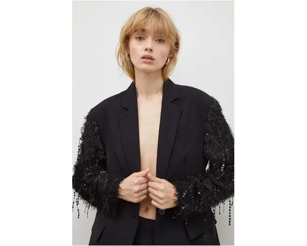 Day Birger et Mikkelsen sacou culoarea negru, un singur rand de nasturi, neted