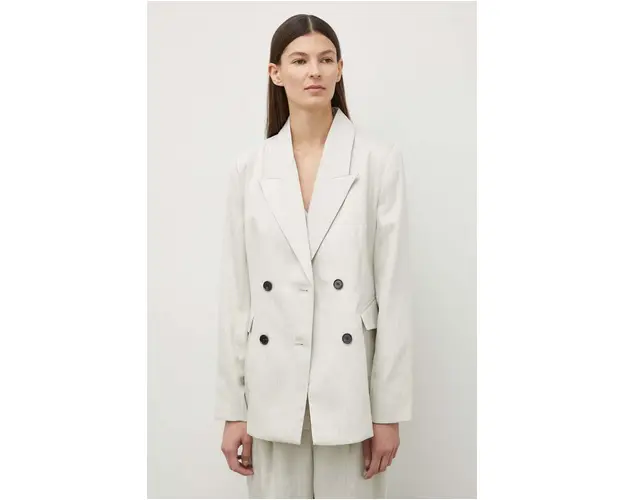 Bruuns Bazaar sacou PinBBTonya blazer culoarea gri, cu doua randuri de nasturi, modelator, BBW3833