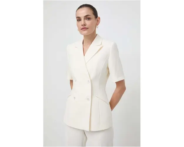 Custommade sacou culoarea bej, cu doua randuri de nasturi, neted