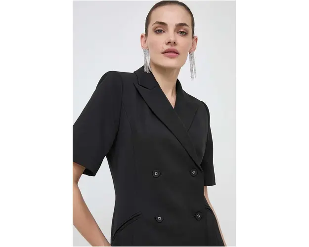 Custommade sacou culoarea negru, cu doua randuri de nasturi, neted