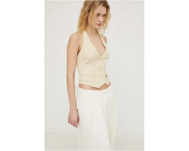 BA&SH vesta culoarea bej, un singur rand de nasturi