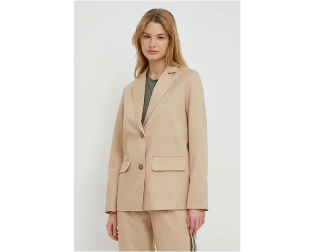 Pepe Jeans sacou culoarea bej, un singur rand de nasturi, neted