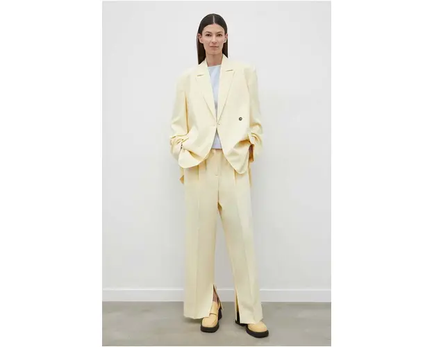 Herskind sacou Verner culoarea galben, oversize, neted, 5103519