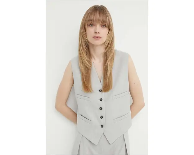 Day Birger et Mikkelsen vesta din amestec de lana Rudy - Classic Wool Blend culoarea gri, un singur rand de nasturi, DAY65243157