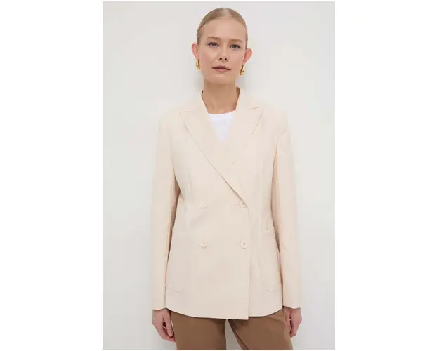 Weekend Max Mara geaca de lana culoarea bej, cu doua randuri de nasturi, uni 2415040000000