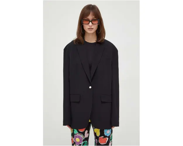 Moschino Jeans sacou culoarea negru, oversize, neted