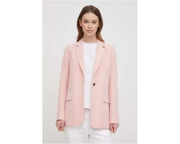 Barbour blazer din amestec de in culoarea roz, un singur rand de nasturi, neted