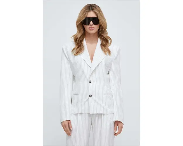 Versace Jeans Couture sacou culoarea alb, un singur rand de nasturi, modelator