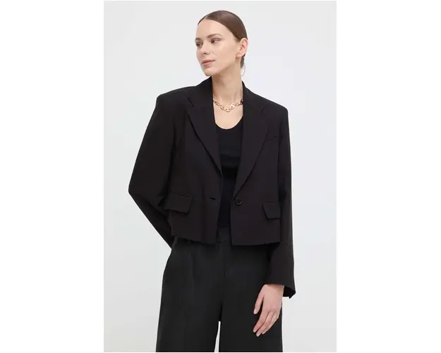 Weekend Max Mara sacou din amestec de in culoarea negru, un singur rand de nasturi, uni 2415040000000