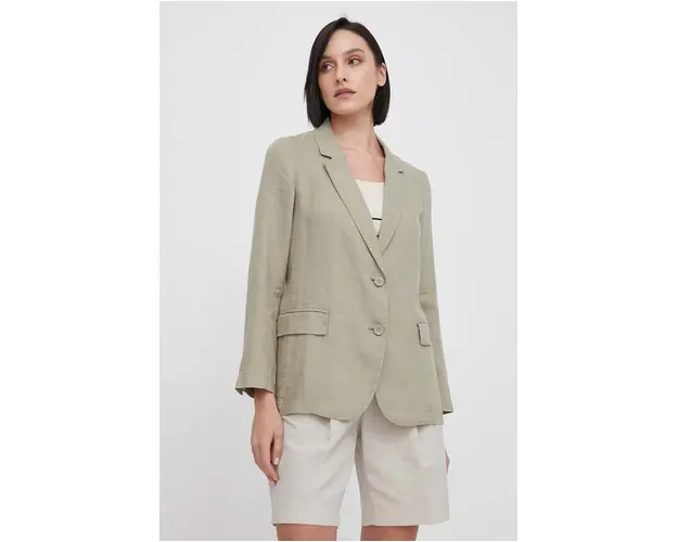 United Colors of Benetton sacou de in culoarea verde, un singur rand de nasturi, neted