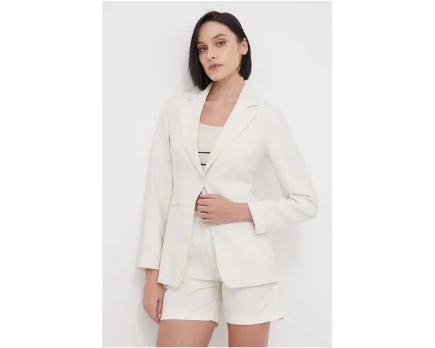 United Colors of Benetton sacou culoarea bej, un singur rand de nasturi, neted