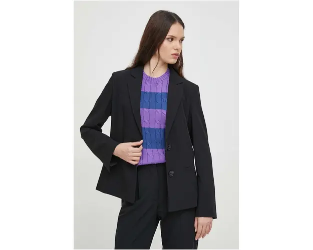 Sisley sacou culoarea negru, un singur rand de nasturi, neted