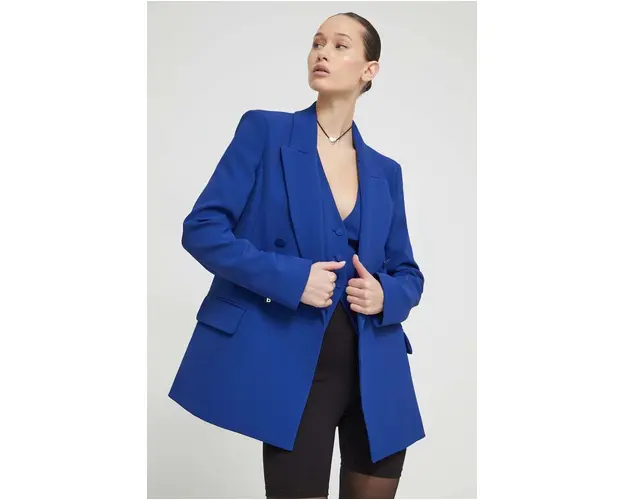 Blugirl Blumarine sacou culoarea bleumarin, cu doua randuri de nasturi, uni RA4163.T3191