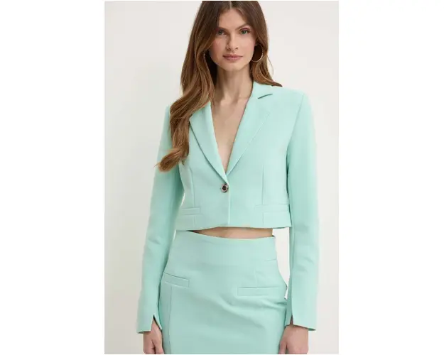 Morgan sacou VERA.F culoarea turcoaz, un singur rand de nasturi, neted, VERA.F