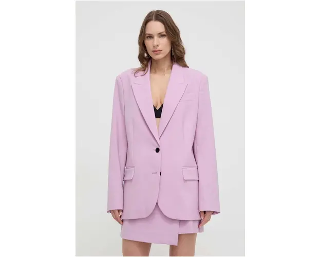 Karl Lagerfeld sacou din lana culoarea roz, un singur rand de nasturi, neted