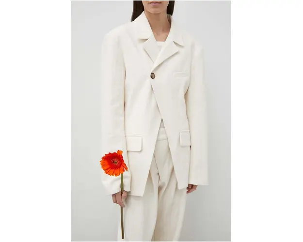 Won Hundred sacou culoarea bej, cu doua randuri de nasturi, uni 2823-14233