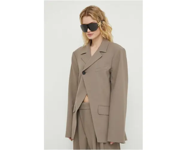 Won Hundred sacou culoarea maro, cu doua randuri de nasturi, uni 2825-14199