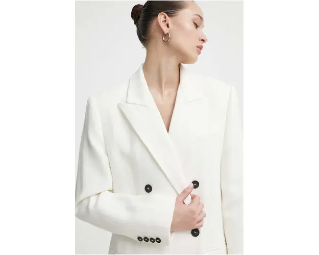 IRO sacou de in culoarea bej, cu doua randuri de nasturi, neted