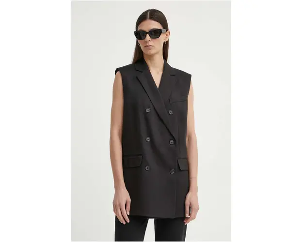Theory vesta de in culoarea negru, cu doua randuri de nasturi