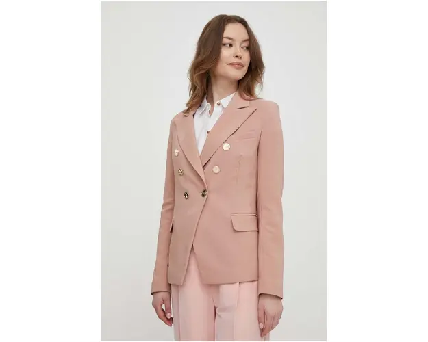 Artigli sacou culoarea roz, cu doua randuri de nasturi, neted