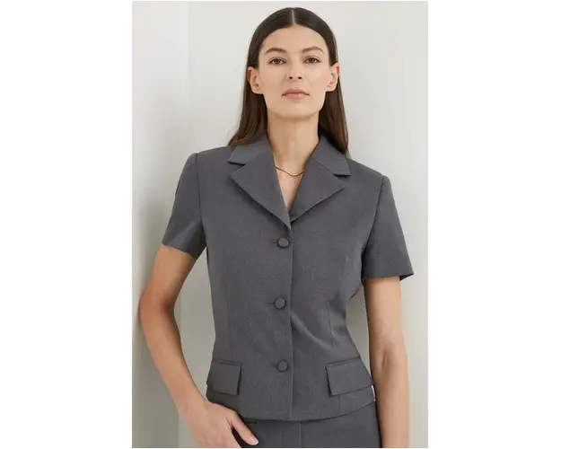 Remain sacou din lana culoarea gri, un singur rand de nasturi, neted