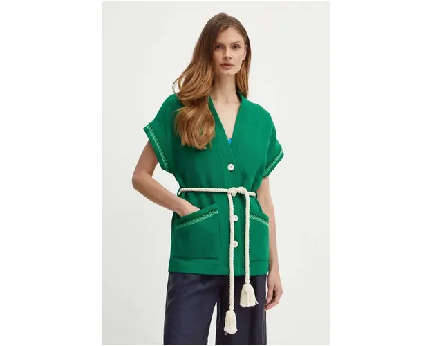 La Petite Française vesta VERDICT culoarea verde, un singur rand de nasturi