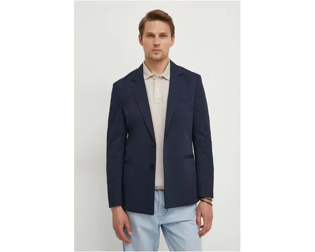 Sisley sacou din bumbac culoarea albastru marin