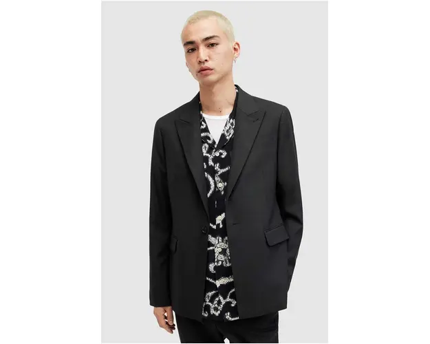 AllSaints sacou din lana Dima culoarea negru