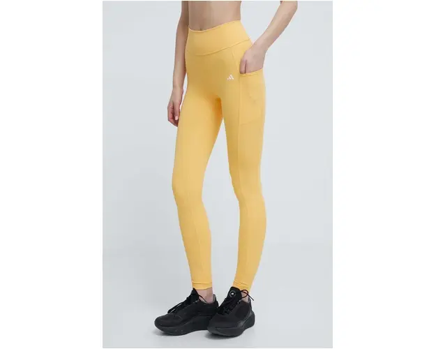 adidas Performance leggins de antrenament Optime culoarea galben, neted, IT9111